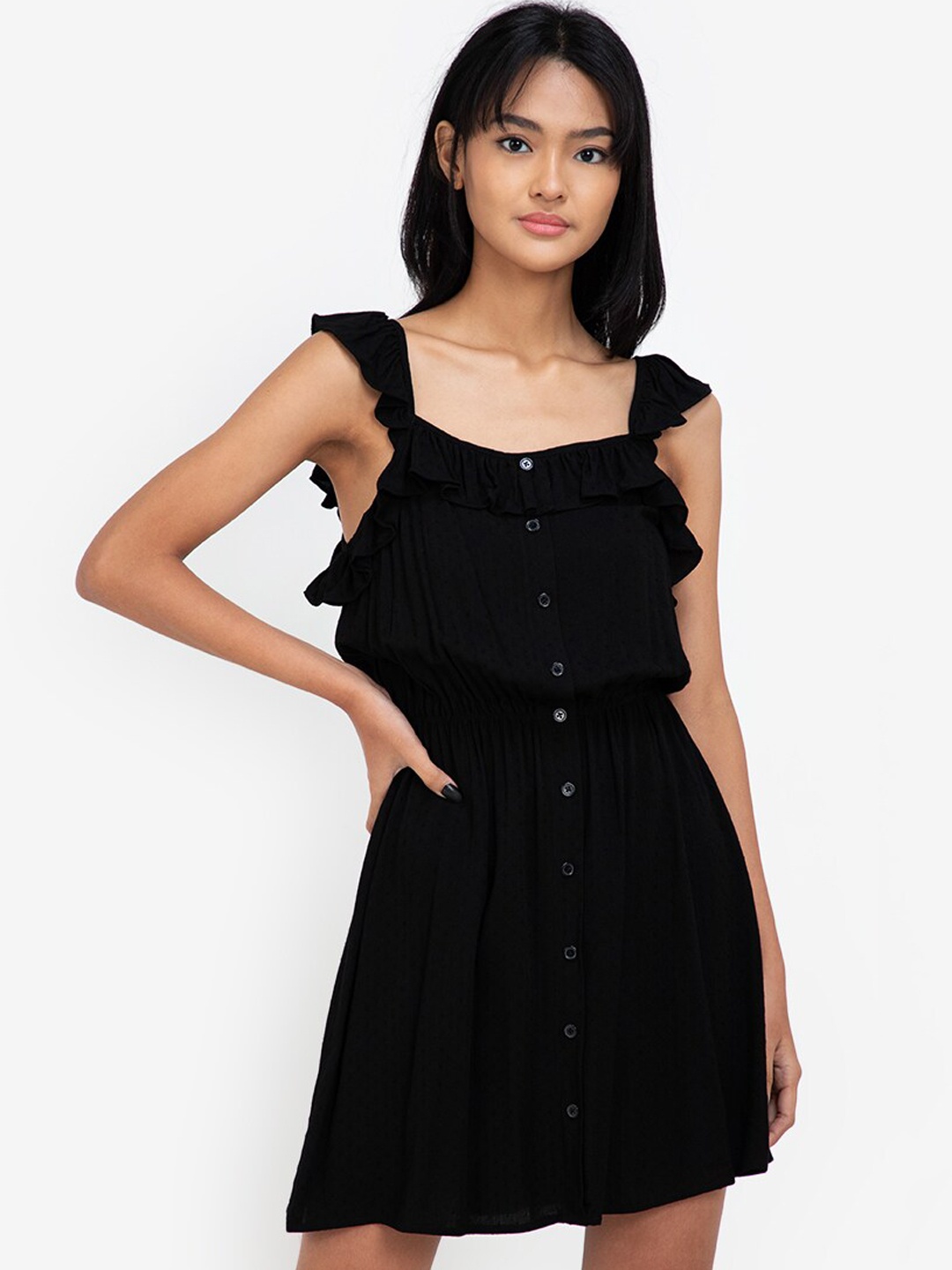 

ZALORA BASICS Black A-Line Mini Dress