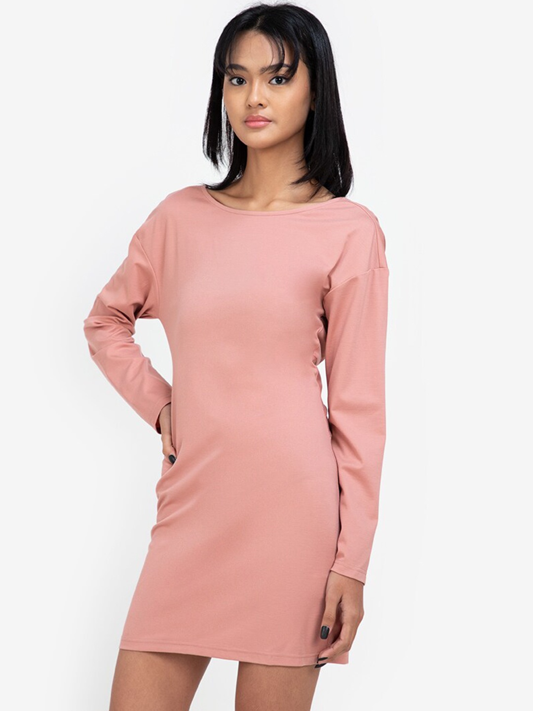 

ZALORA BASICS Women Pink Styled Back T-shirt Dress