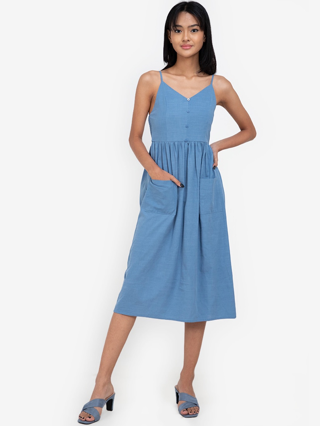 

ZALORA BASICS Blue Fit & Flare Dress