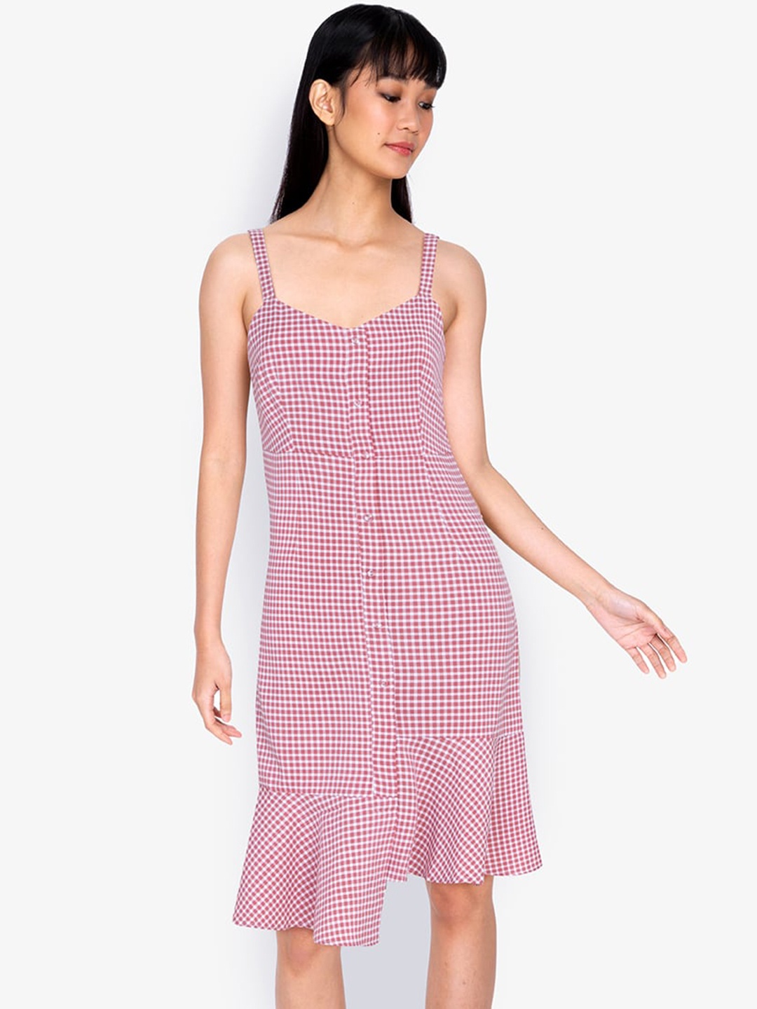 

ZALORA BASICS Multicoloured Checked A-Line Dress, Multi