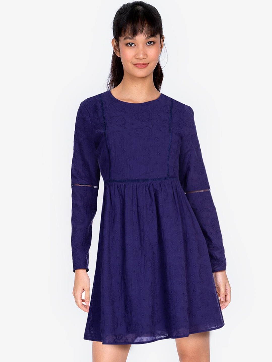 

ZALORA BASICS Women Navy Blue A-Line Mini Dress