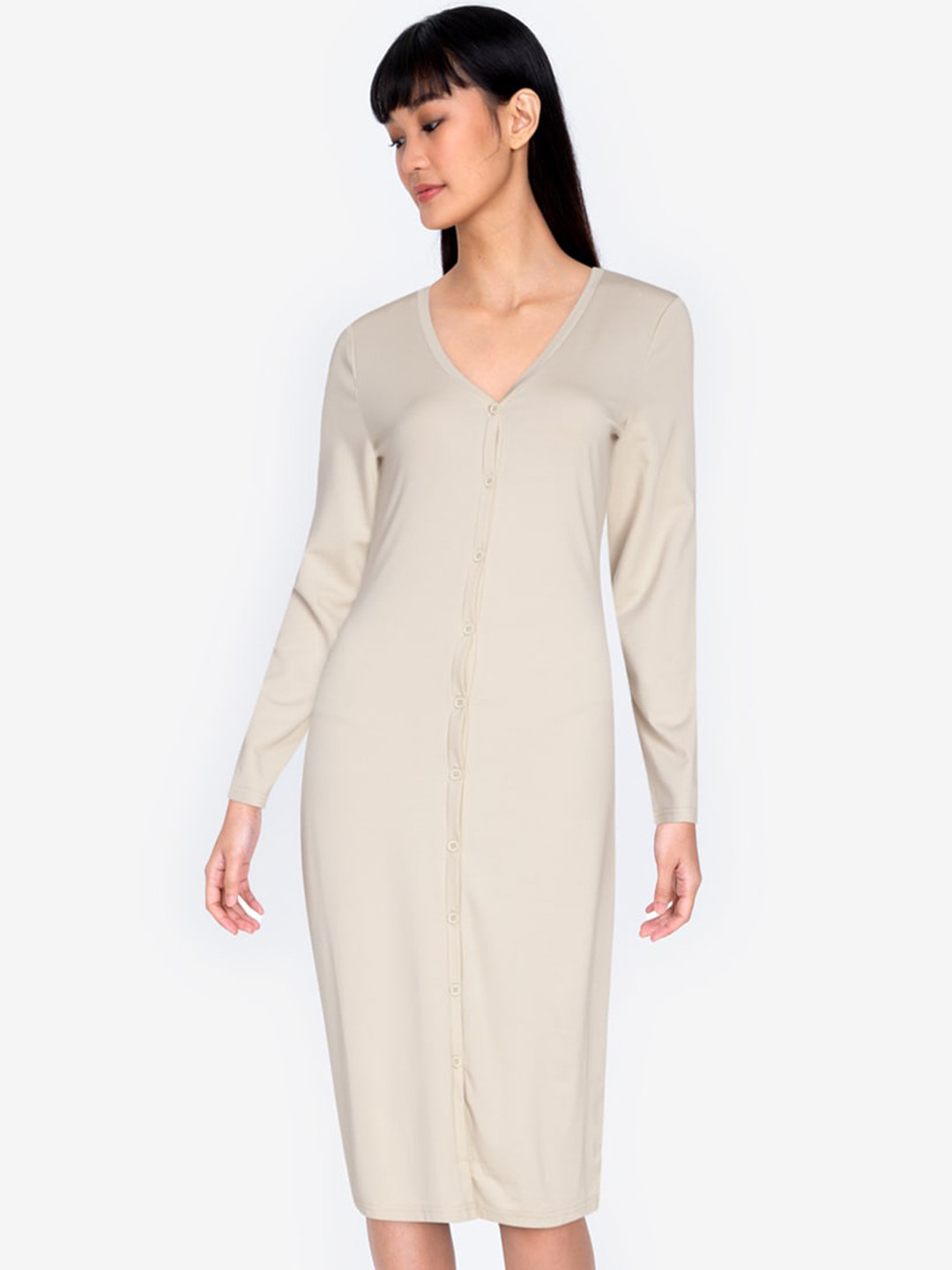 

ZALORA BASICS Women Beige Sheath Dress