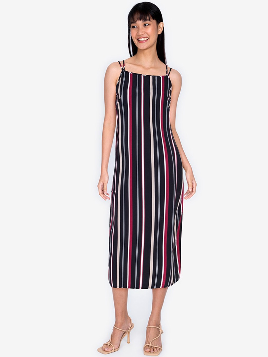

ZALORA BASICS Multicoloured Striped A-Line Dress, Multi
