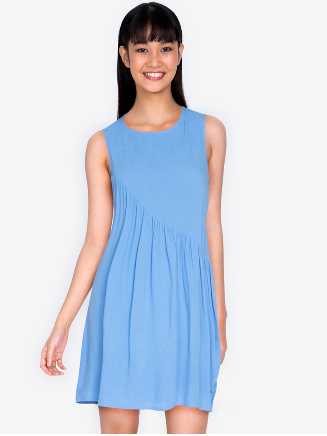 

ZALORA BASICS Women Blue A-Line Sleeveless Dress