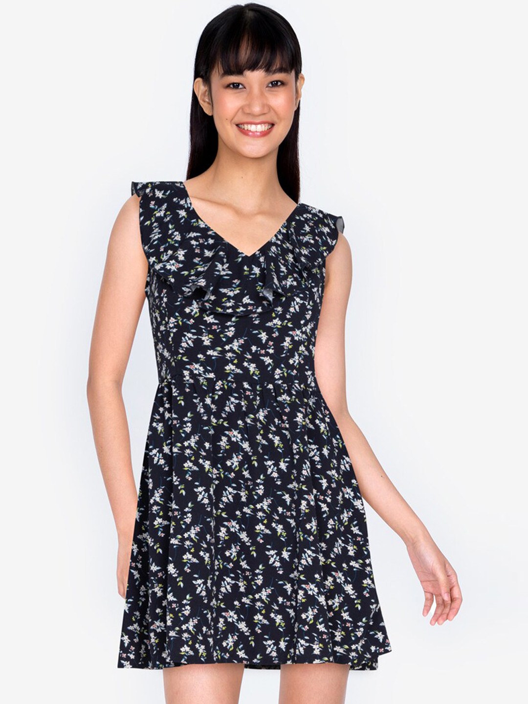

ZALORA BASICS Multicoloured V-Neck Ruffle Mini Dress, Multi