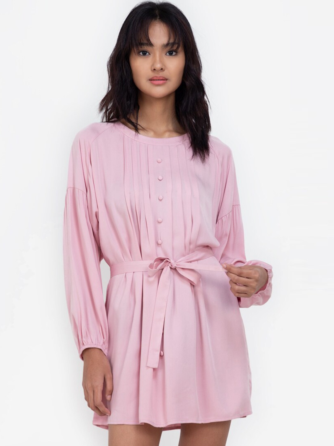 

ZALORA BASICS Pink Solid A-Line Dress