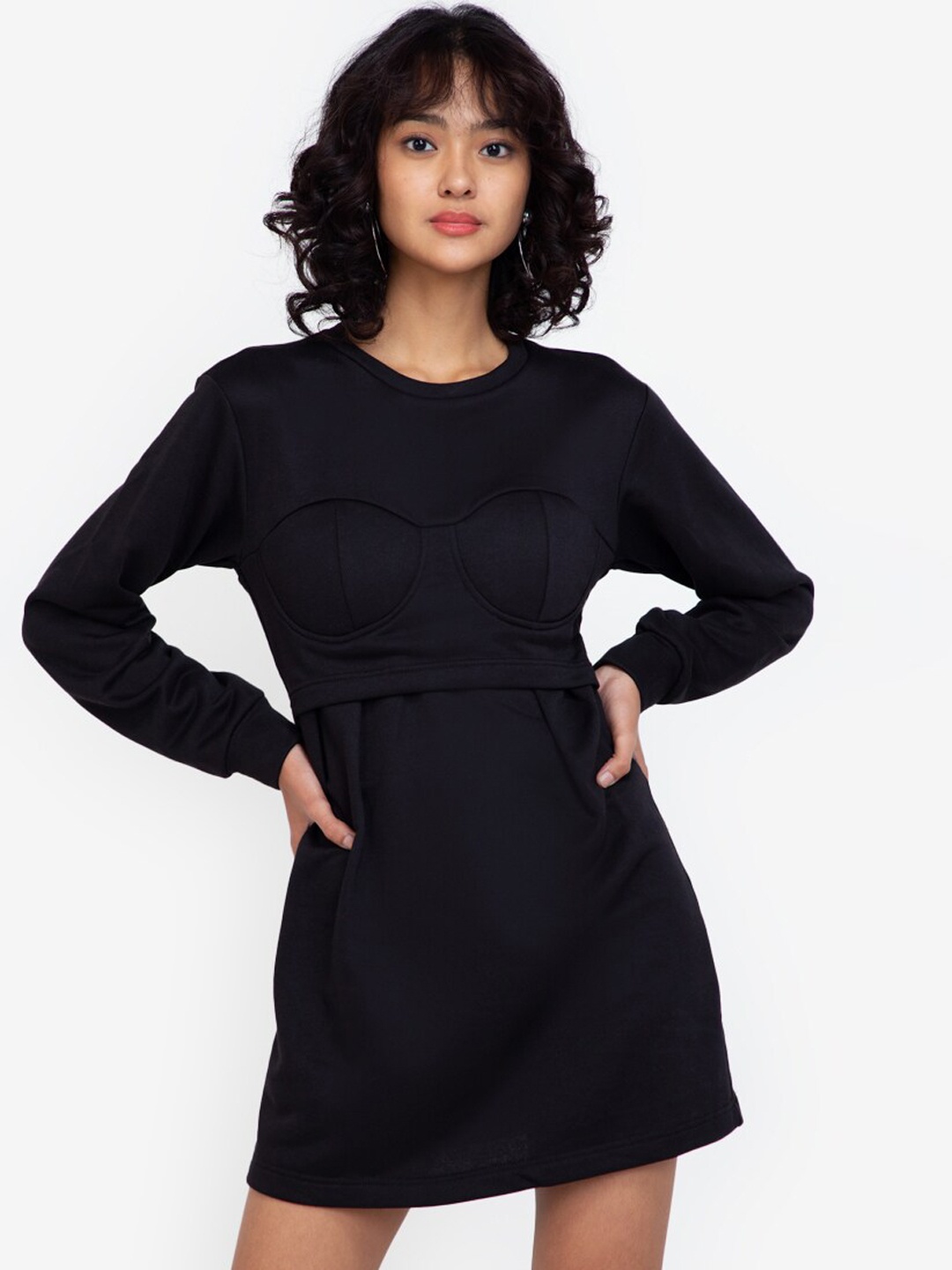 

ZALORA BASICS Women Black Corset Detail Dress