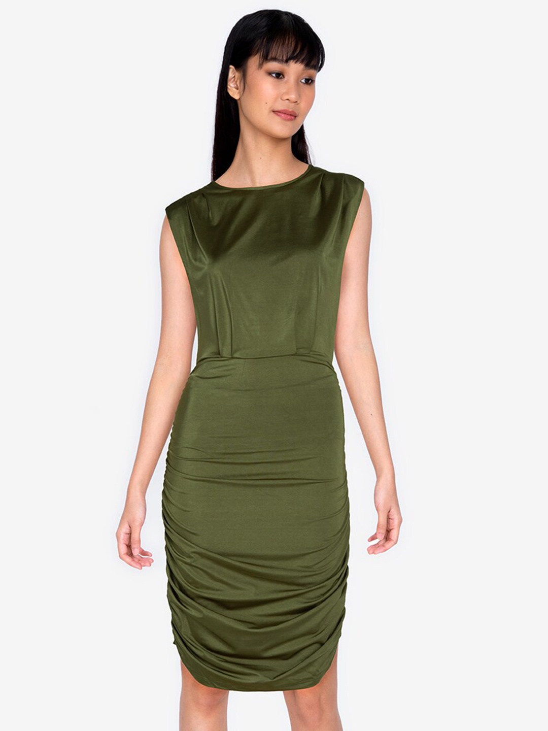 

ZALORA BASICS Dark Green Solid Sheath Dress