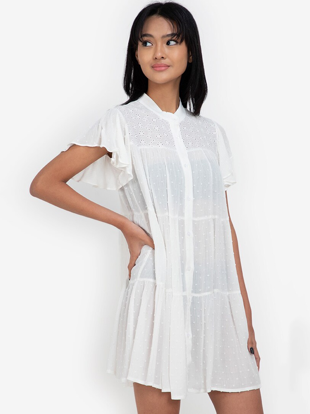 

ZALORA BASICS White Layered A-Line Midi Dress