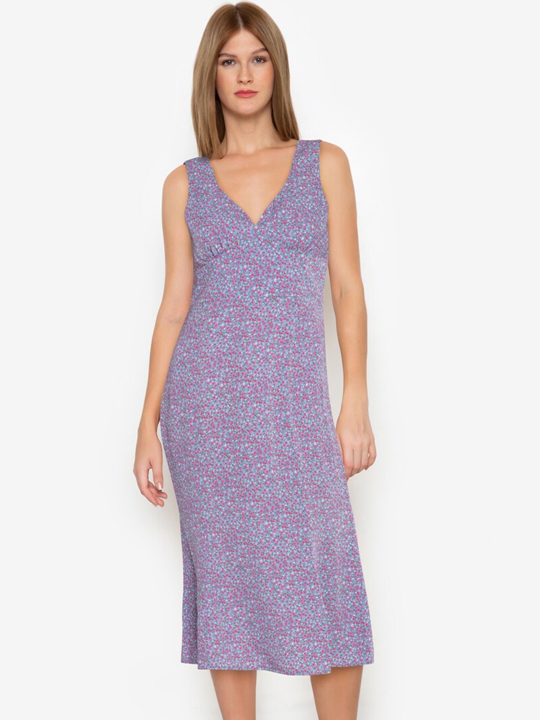 

ZALORA BASICS Multi Color Printed V-Neck Bodycon Dress
