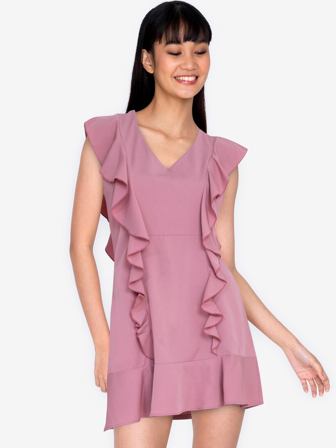 

ZALORA BASICS Pink A-Line Mini Dress