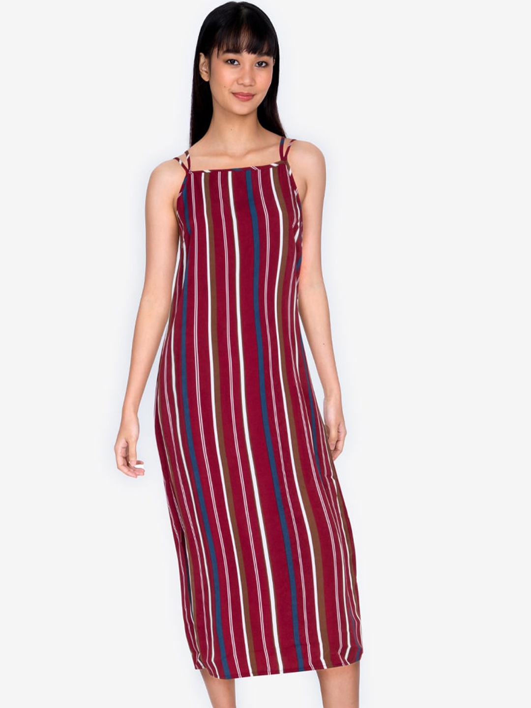 

ZALORA BASICS Women Multicoloured Striped Cami Midi Dress, Multi