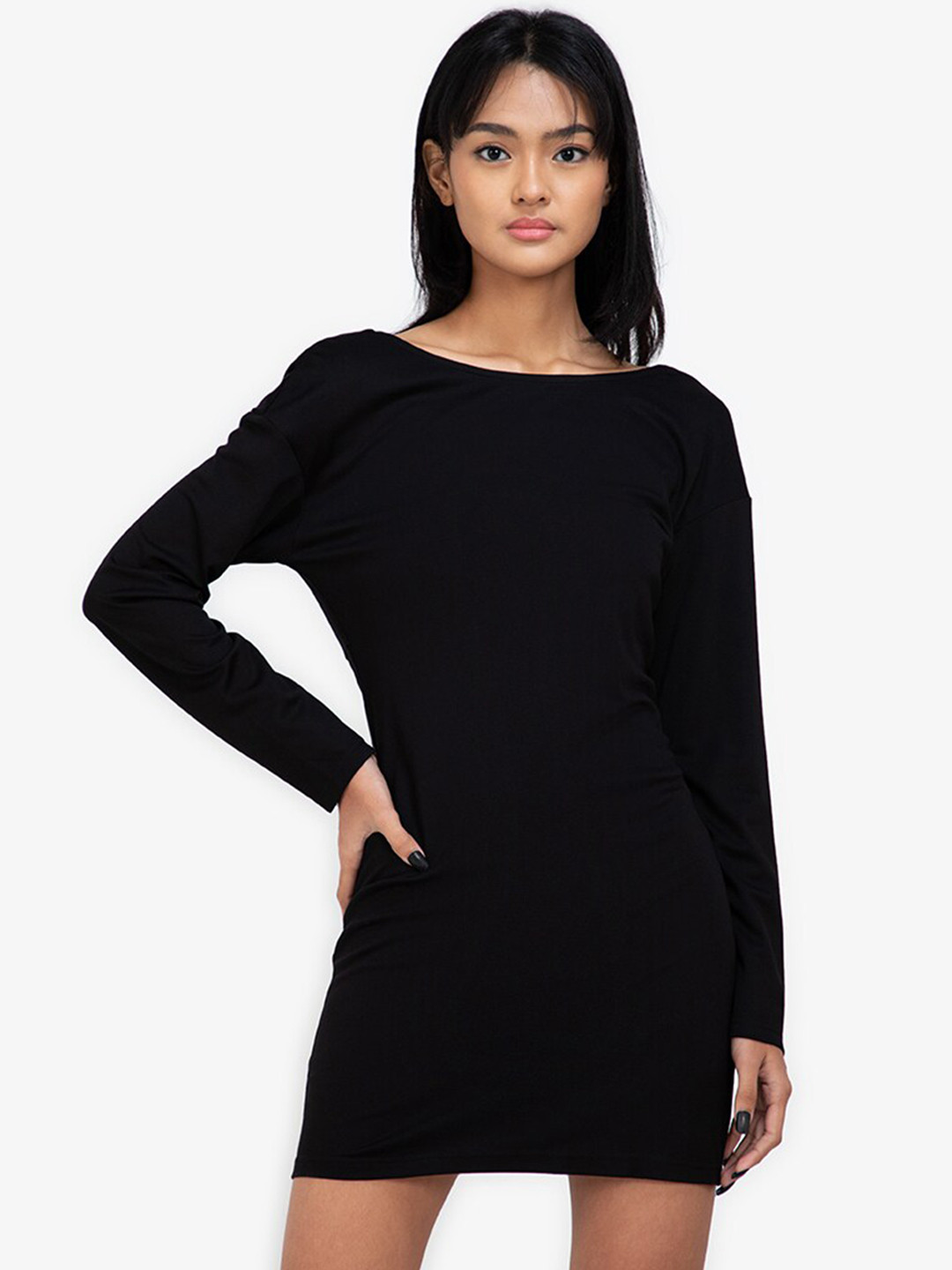 

ZALORA BASICS Black Solid Jersey T-shirt Dress
