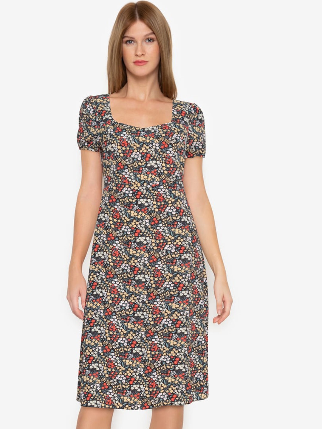 

ZALORA BASICS Multicoloured Open Back Midi Dress, Multi