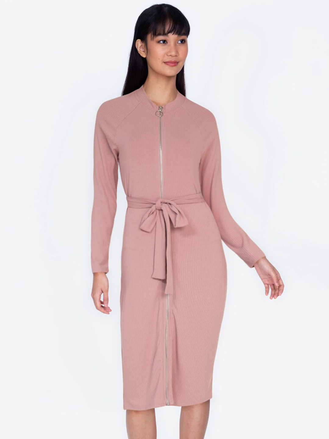 

ZALORA BASICS Women Pink Zipped Bodycon Dress