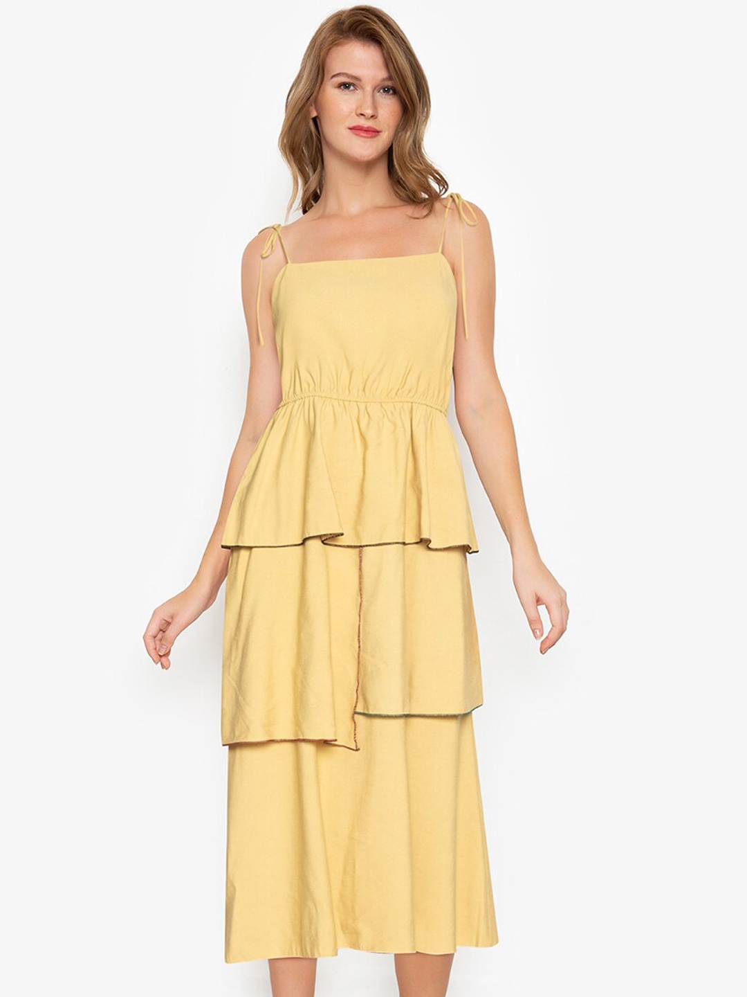 

ZALORA BASICS Yellow Tiered Midi Dress