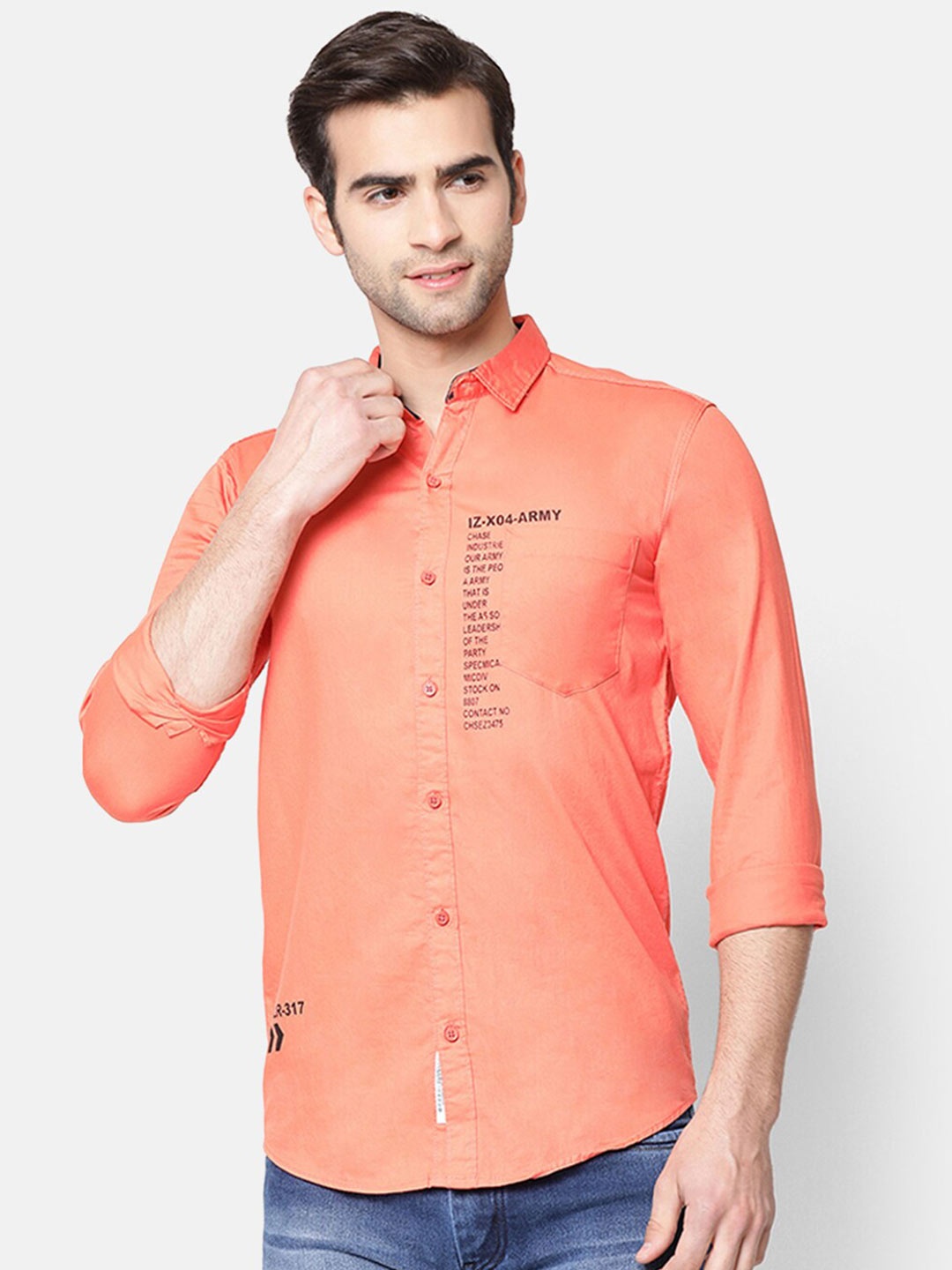 

V2 Value & Variety Men Coral Slim Fit Casual Shirt