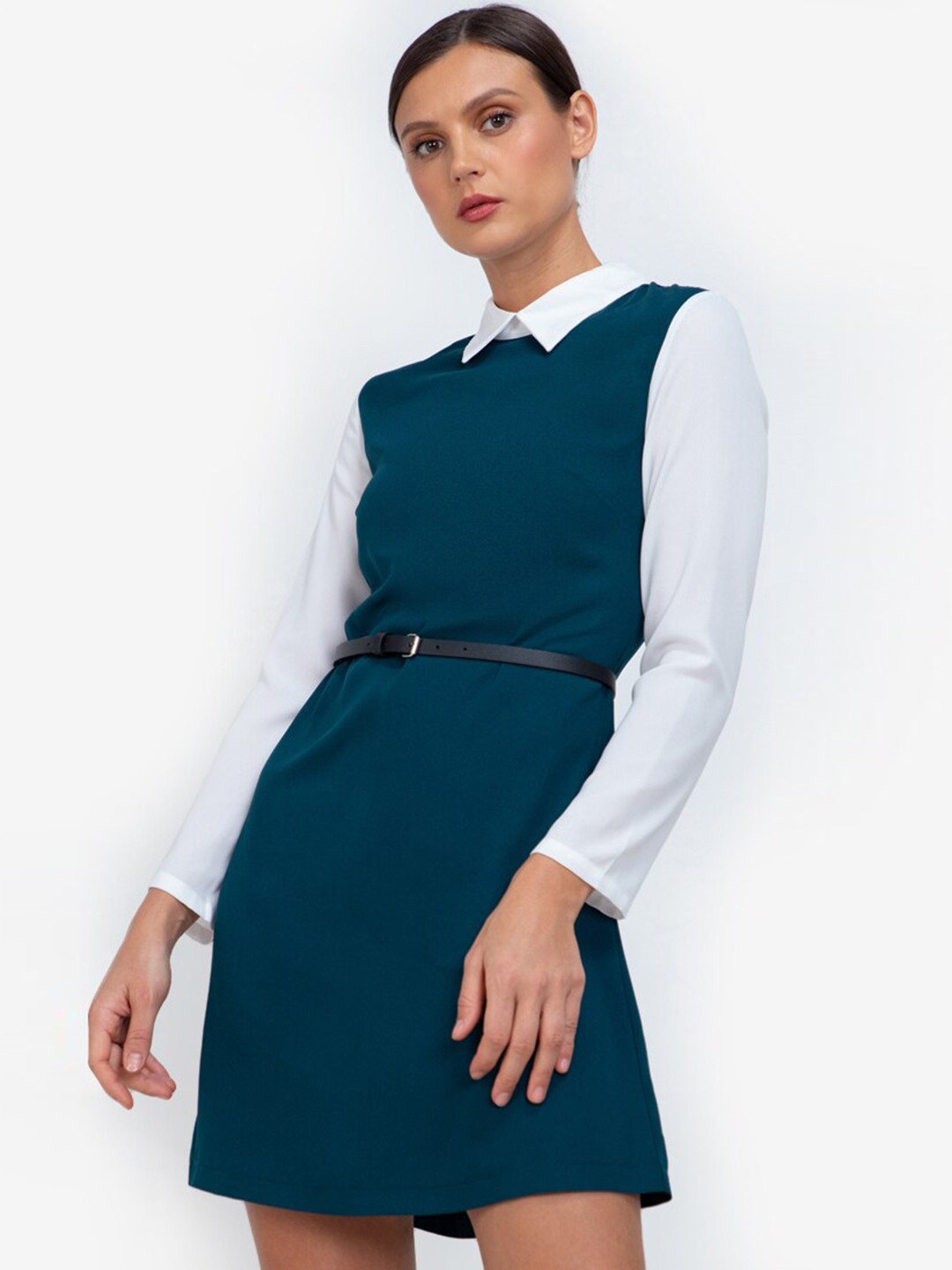 

ZALORA WORK Teal & White Formal A-Line Dress