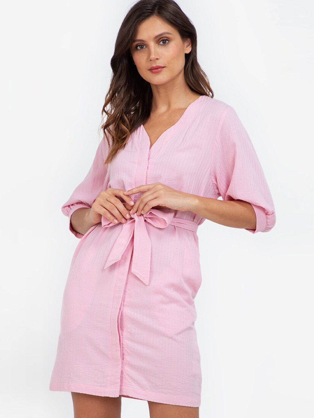 

ZALORA WORK Pink Pure Cotton A-Line Dress
