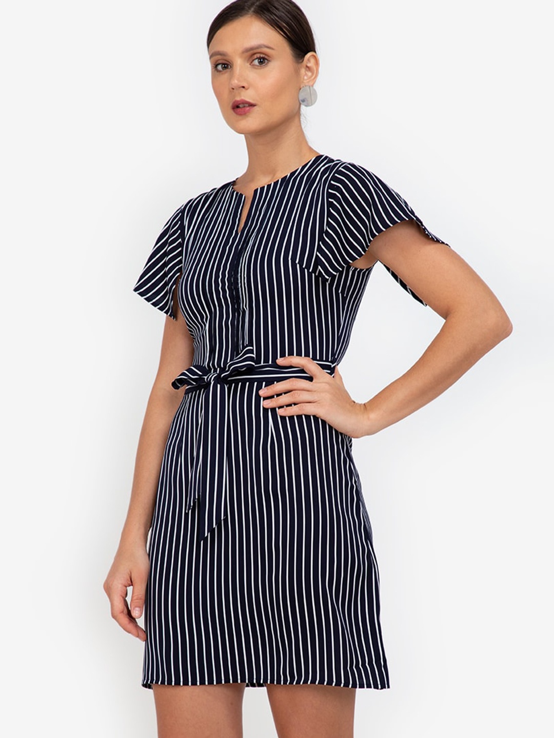 

ZALORA WORK Black Striped A-Line Dress