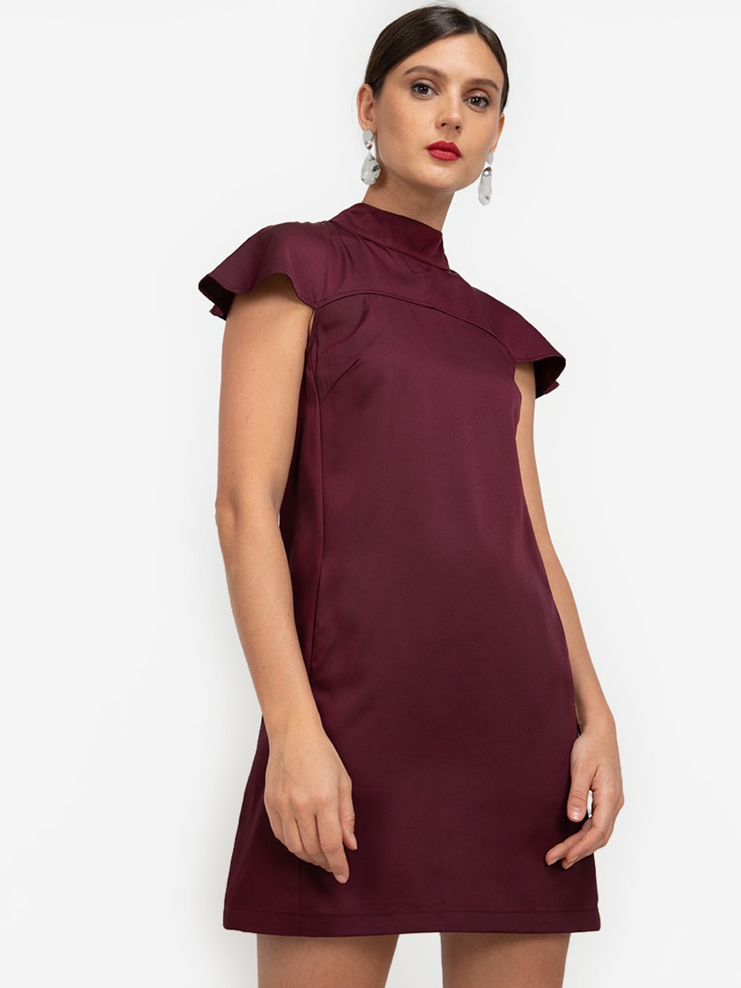 

ZALORA WORK Purple A-Line Cape Effect Mini Dress