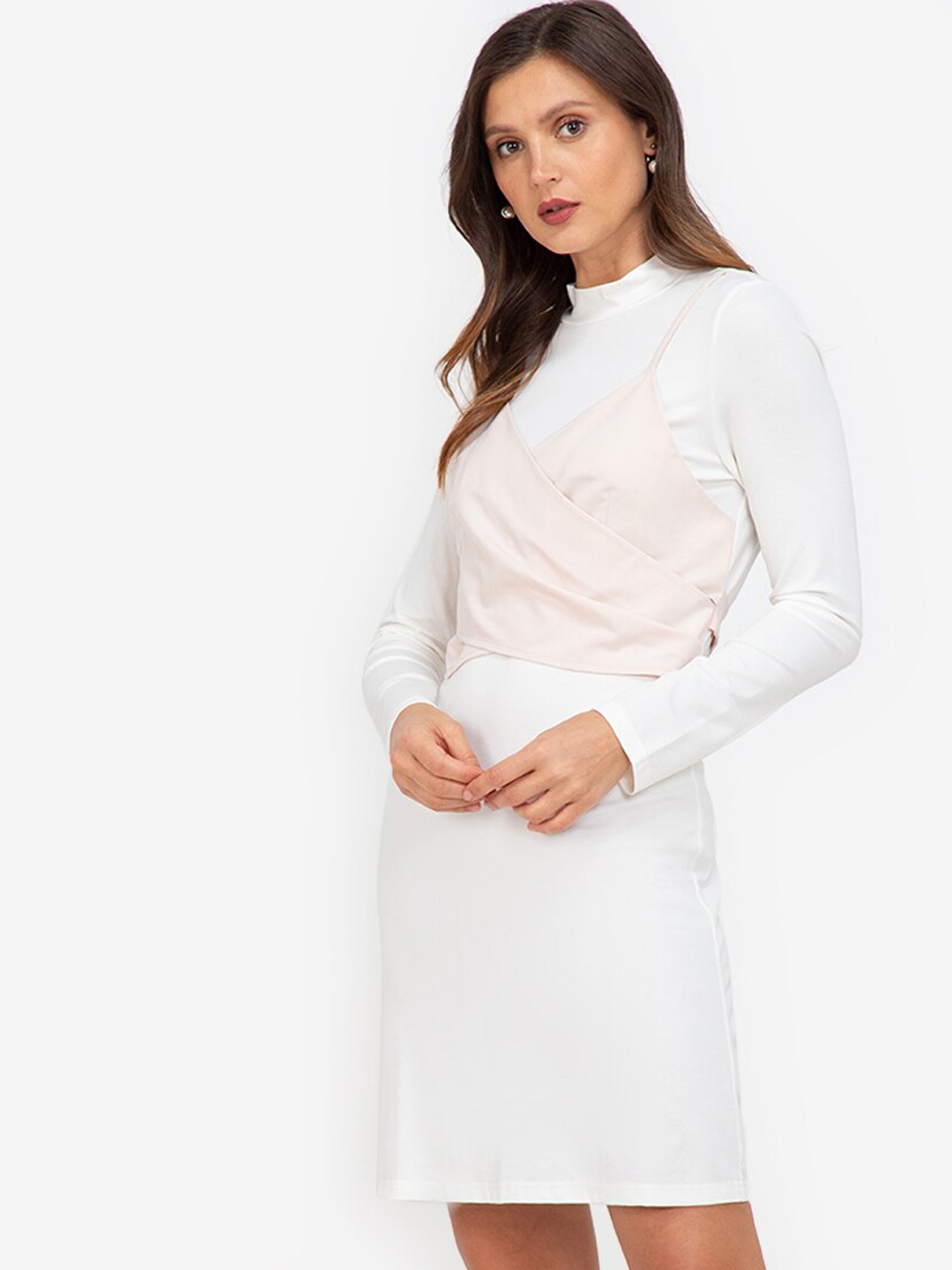

ZALORA WORK Women White & Pink A-Line Dress