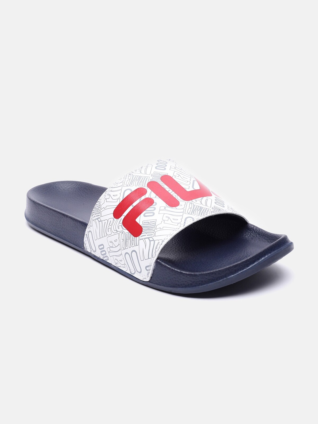 

FILA Men White & Blue Printed Sliders