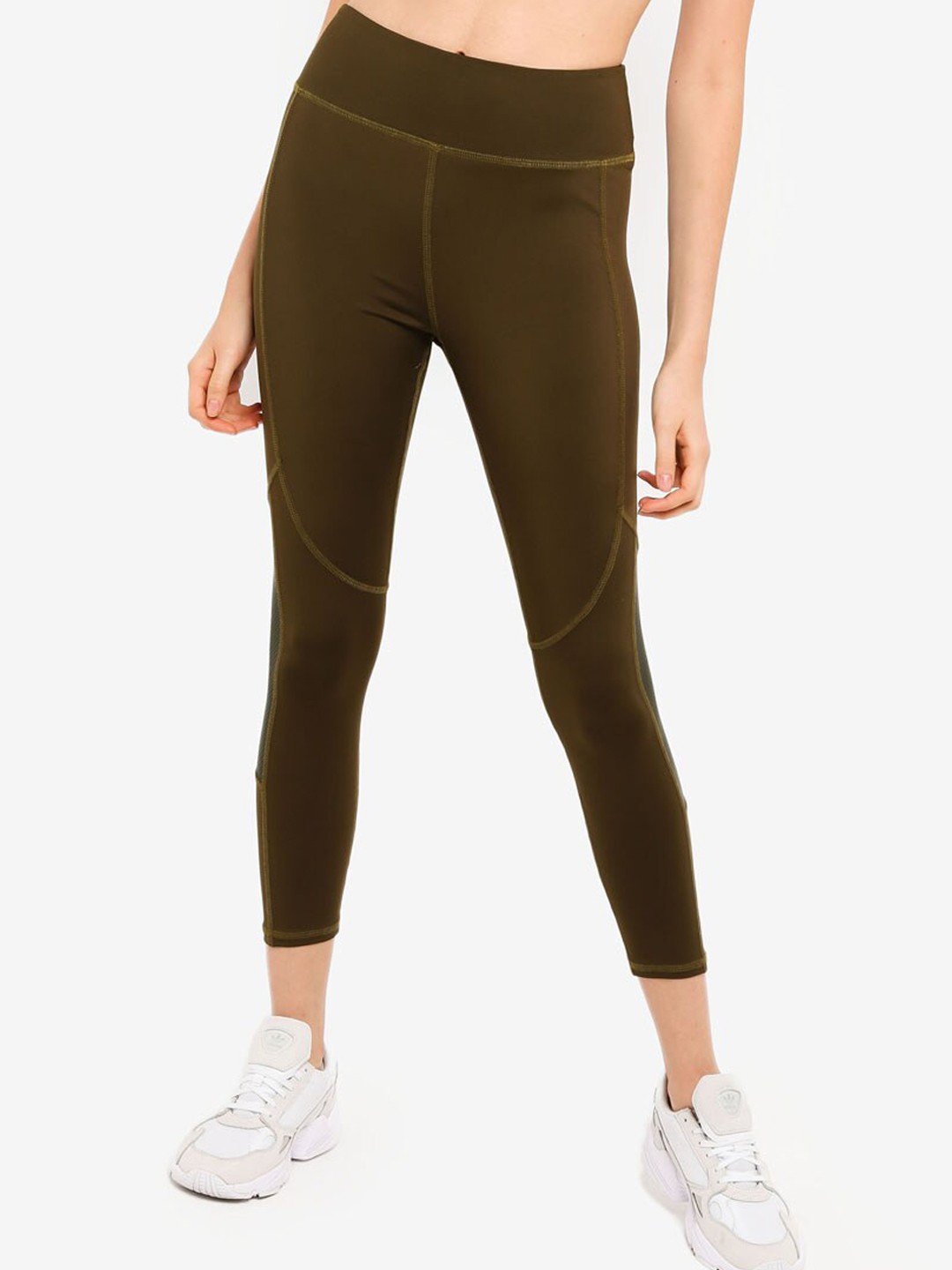 

ZALORA ACTIVE Women Olive Green Solid Three Quarter Length Leggings