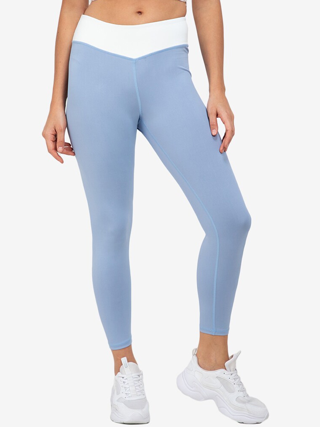 

ZALORA ACTIVE Women Blue & White Solid Mid Waist Tights