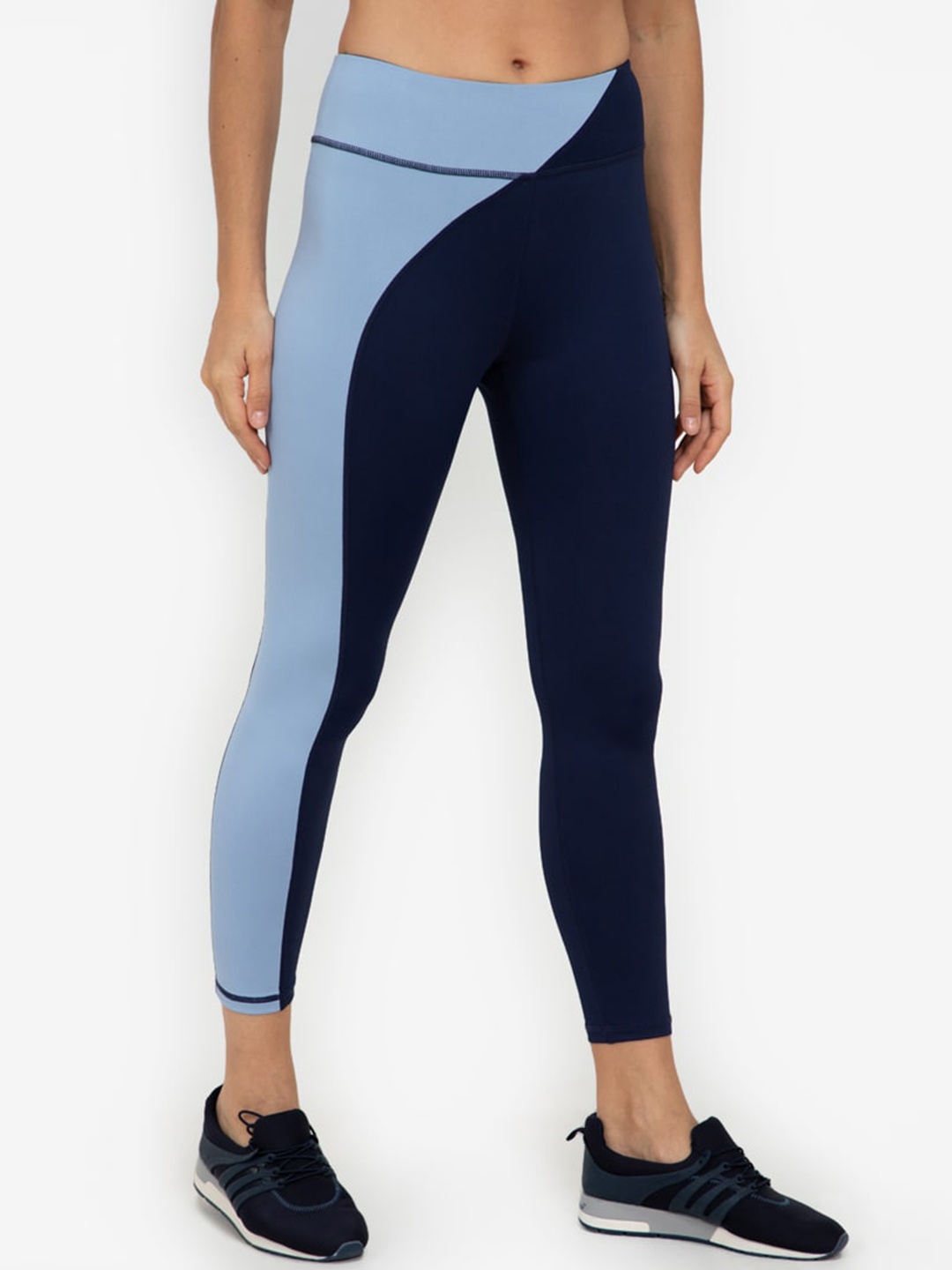 

ZALORA ACTIVE Women Navy Blue Colour Block Tights