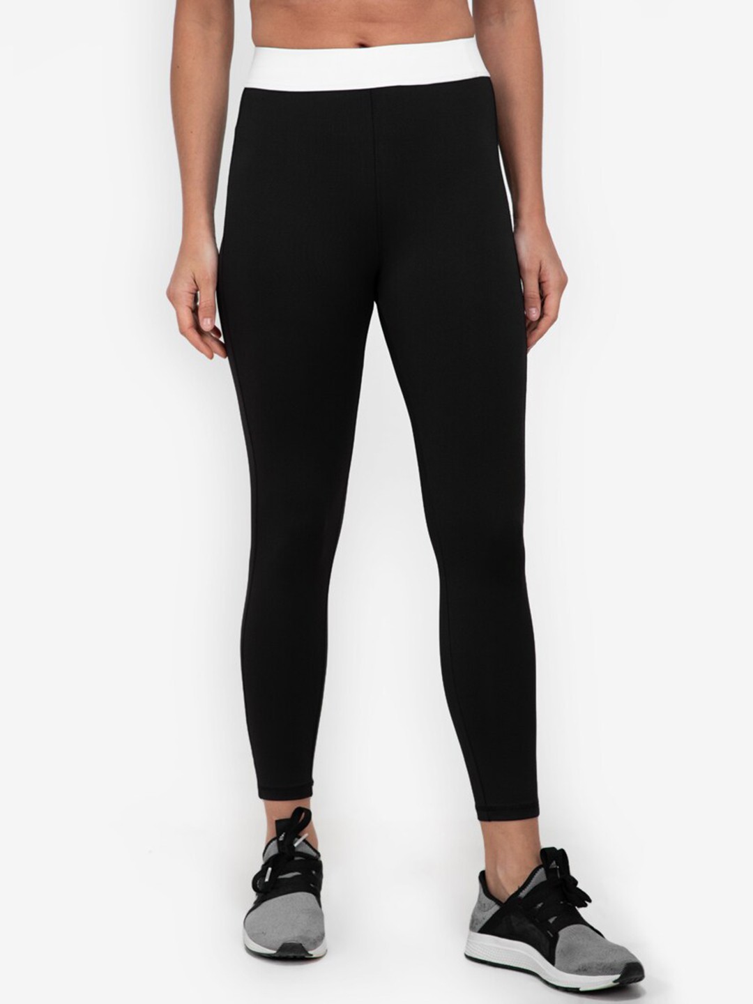 

ZALORA ACTIVE Women Black & White Solid High Waist Tights