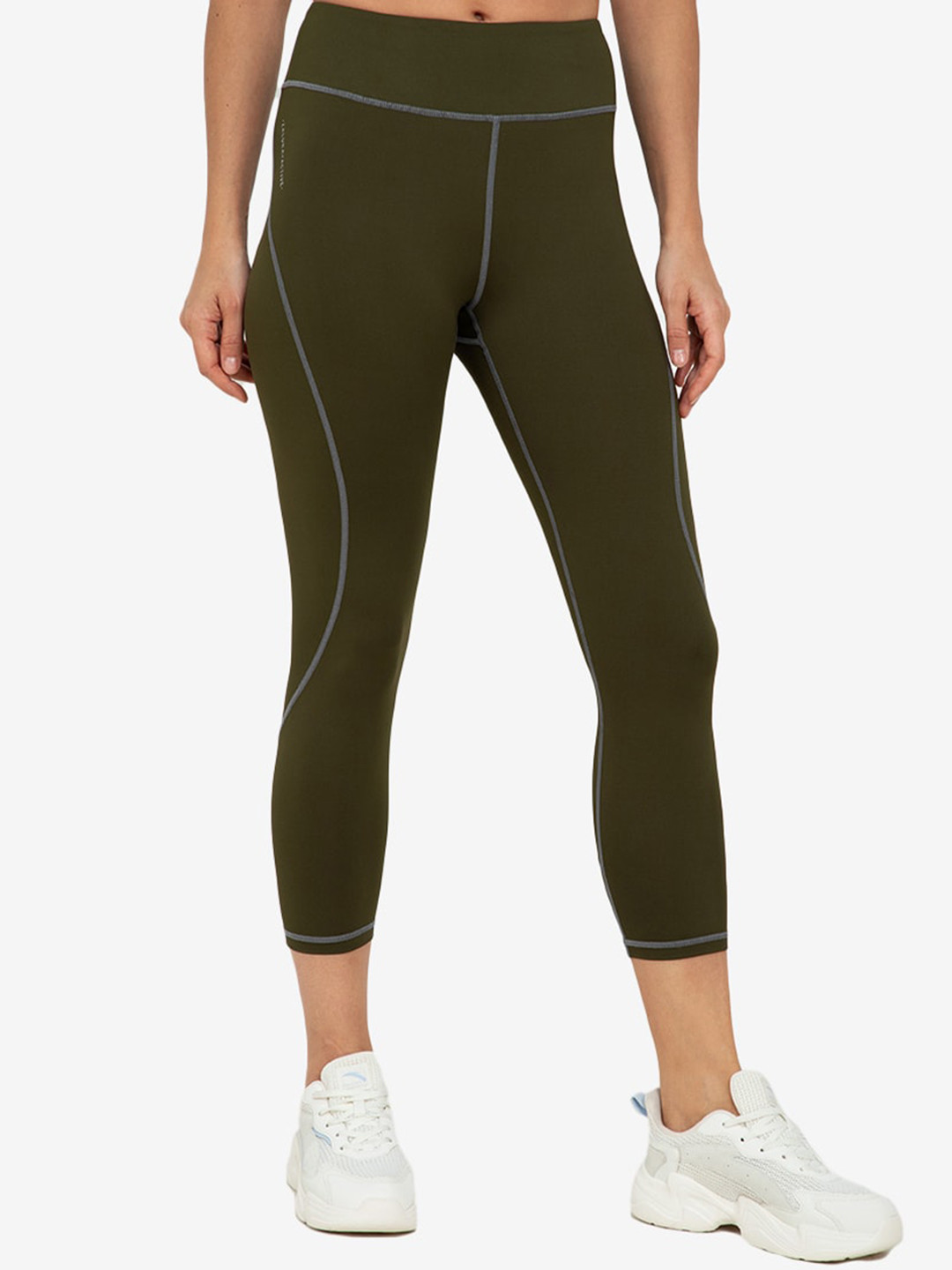 

ZALORA ACTIVE Women Green Contrast Stitch Curve Panel Leggings