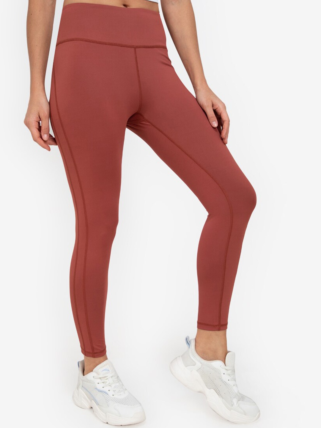 

ZALORA ACTIVE Women Red Solid Side Contour Stitching Tights