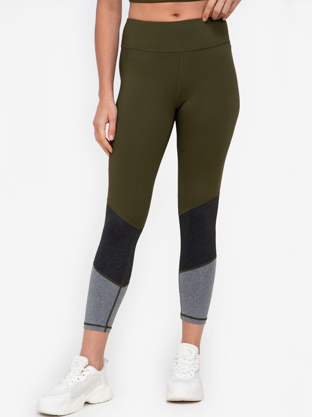 

ZALORA ACTIVE Women Multicoloured Colour Block 3/4 Tights, Multi