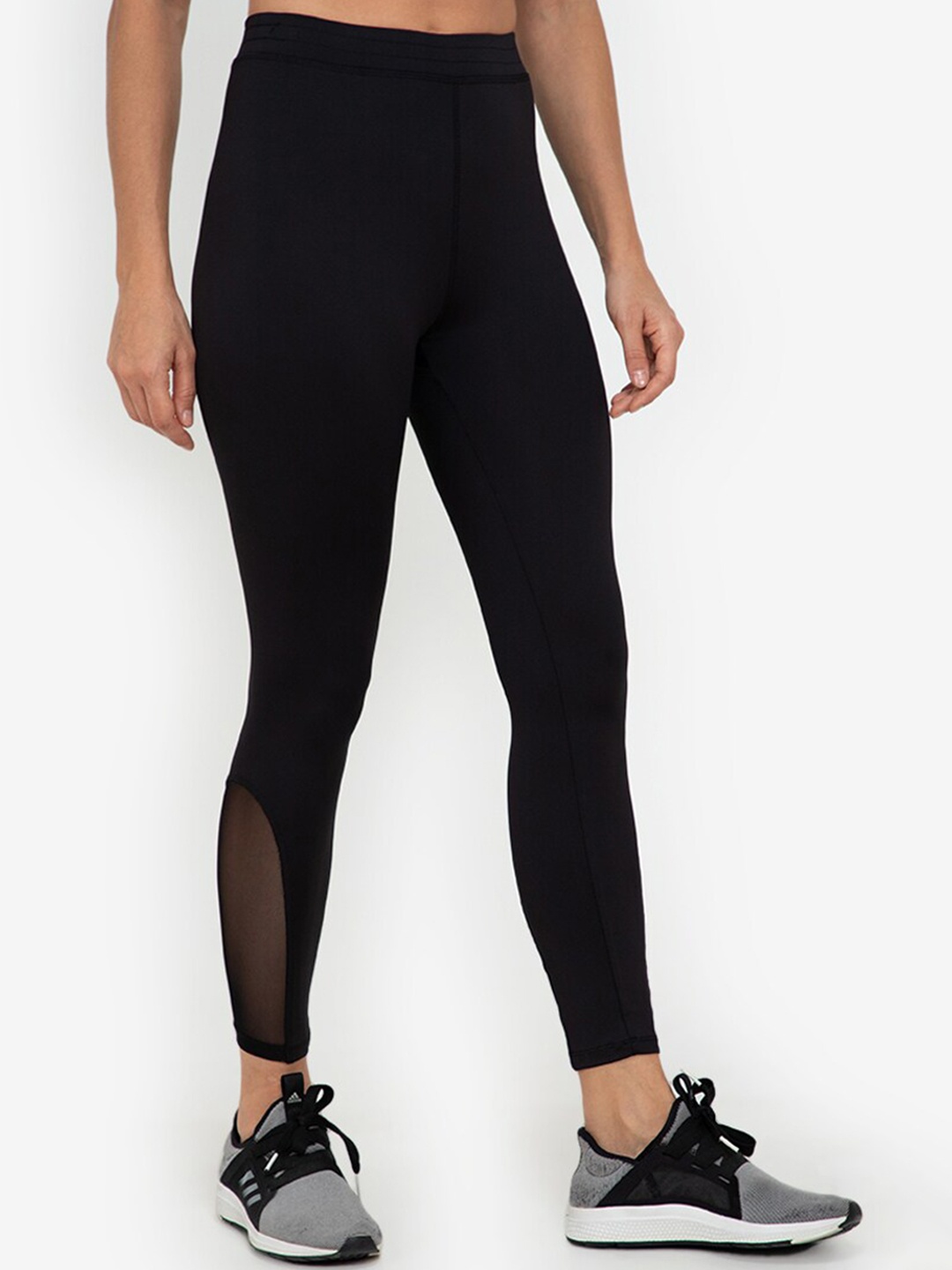 

ZALORA ACTIVE Women Black Mesh Panel Tights