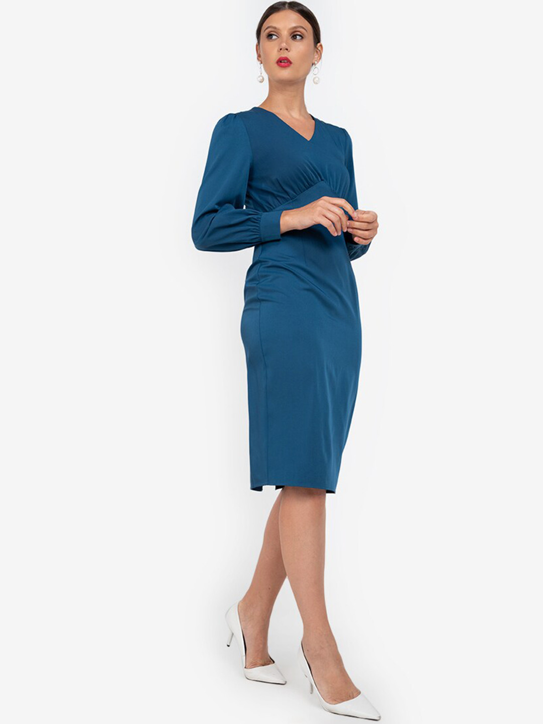 

ZALORA WORK Women Green Solid Bodycon Dress