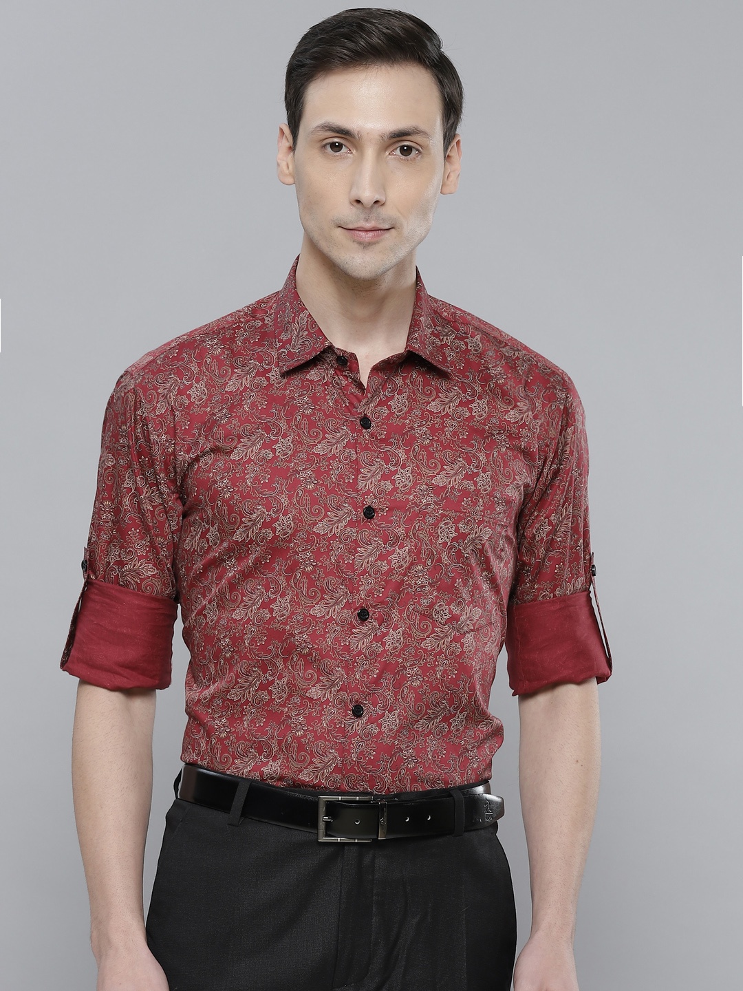 

DENNISON Men Maroon Smart Slim Fit Printed Casual Shirt