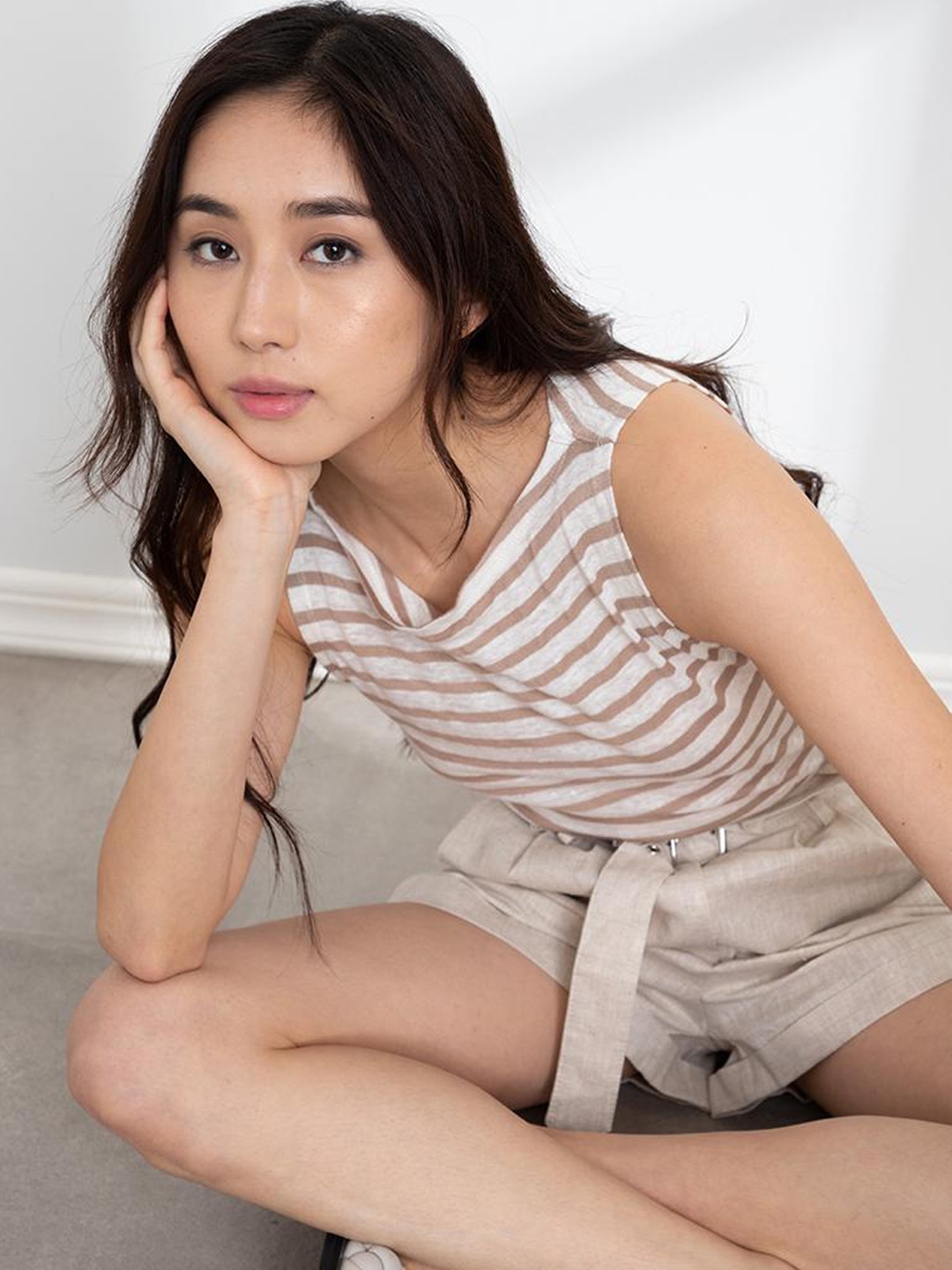 

ORIGIN BY ZALORA Off White & Navy Blue Striped Linen Top