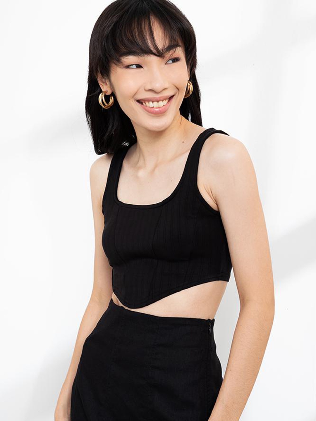 

ORIGIN BY ZALORA Black Brand Logo Print Top