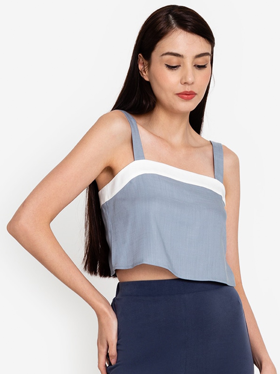

ORIGIN BY ZALORA Blue & White Crop Top