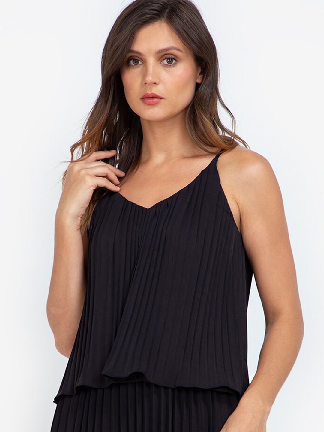 

ZALORA WORK Black Pleated Cami Top