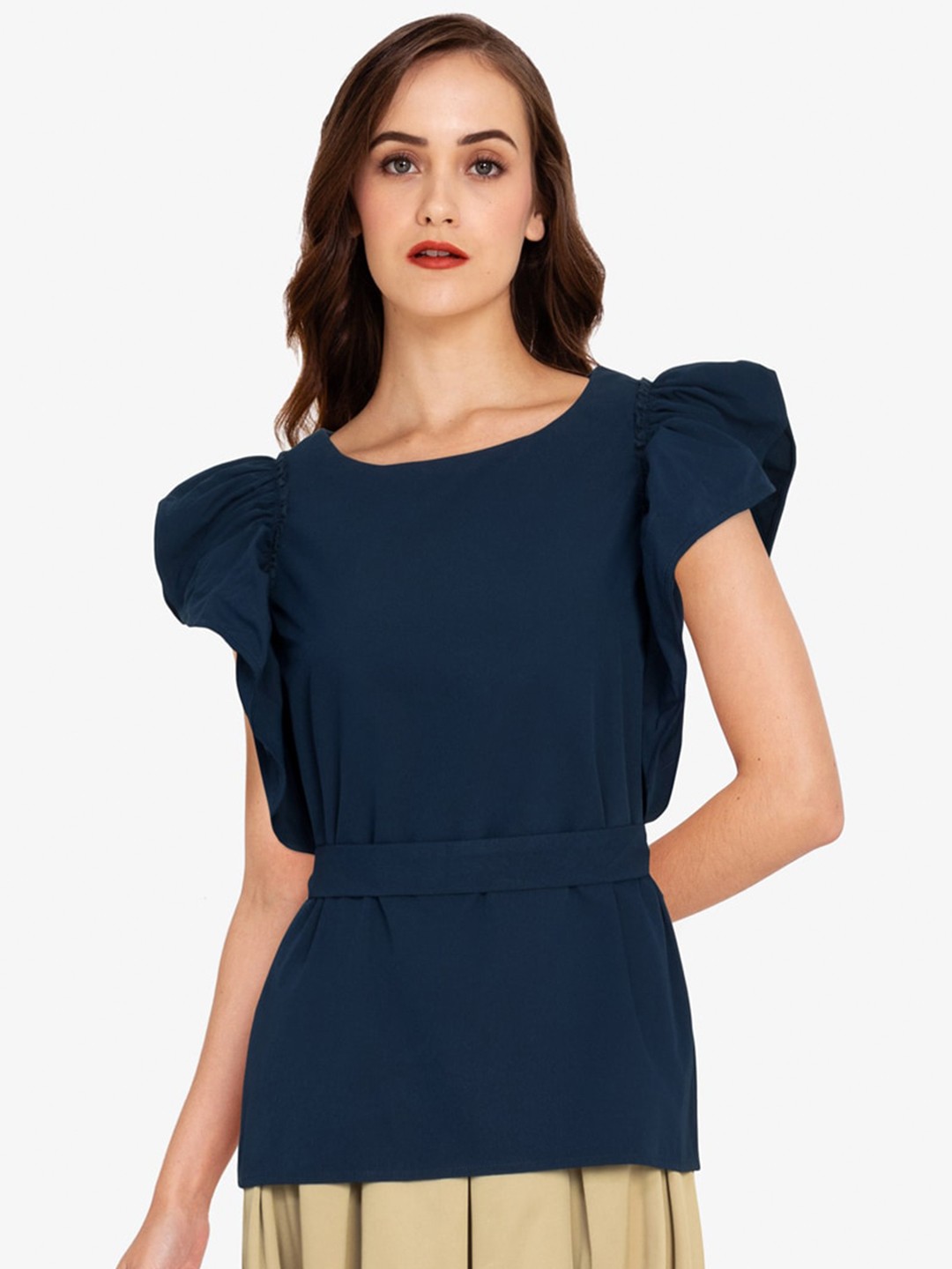 

ZALORA WORK Blue Solid Top
