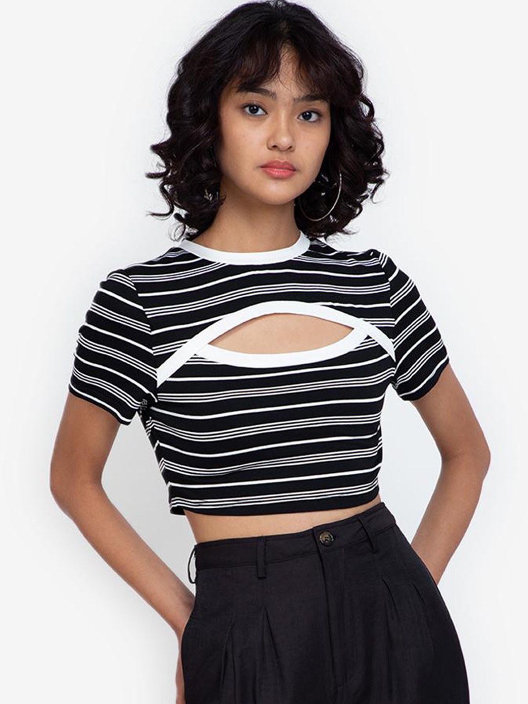 

ZALORA BASICS Women Brown Striped Top