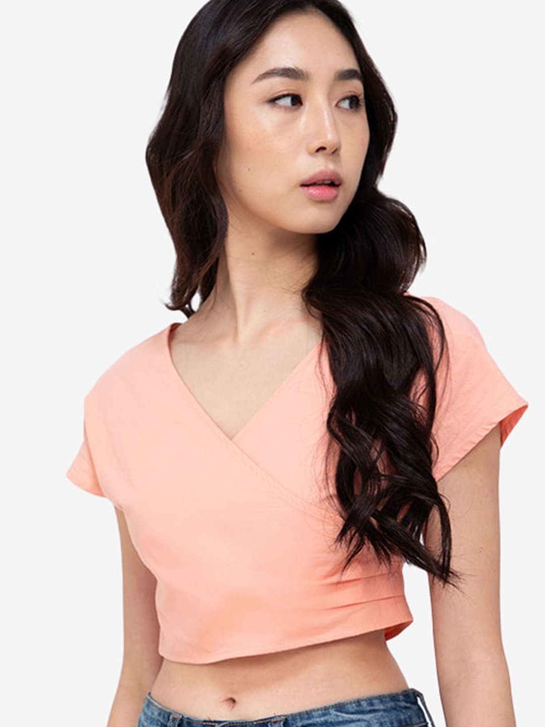 

ZALORA BASICS Orange Wrap Crop Top
