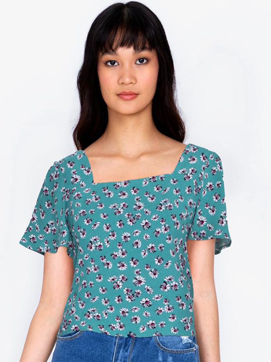 

ZALORA BASICS Women White & Brown Floral Printed Top