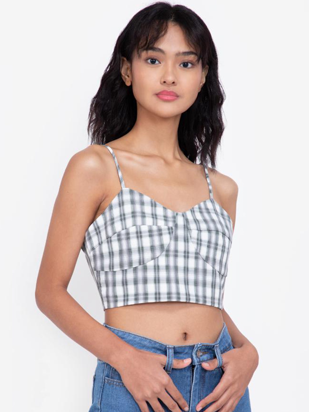 

ZALORA BASICS Women Purple Checked Crop Top