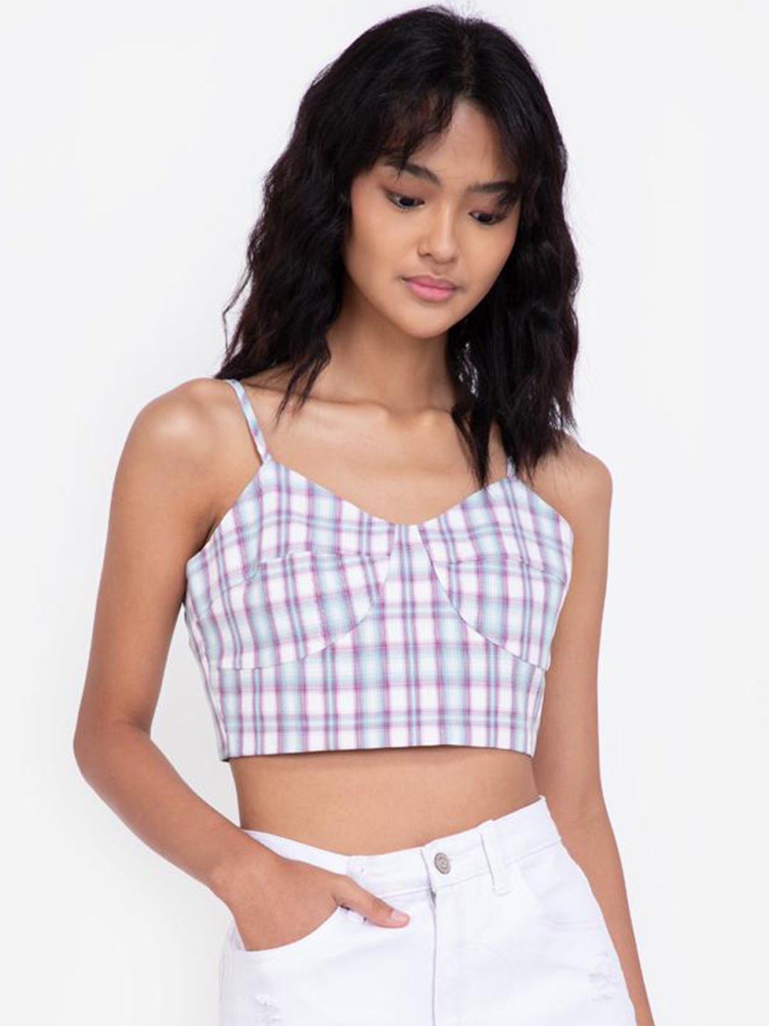 

ZALORA BASICS Blue & White Crop Top