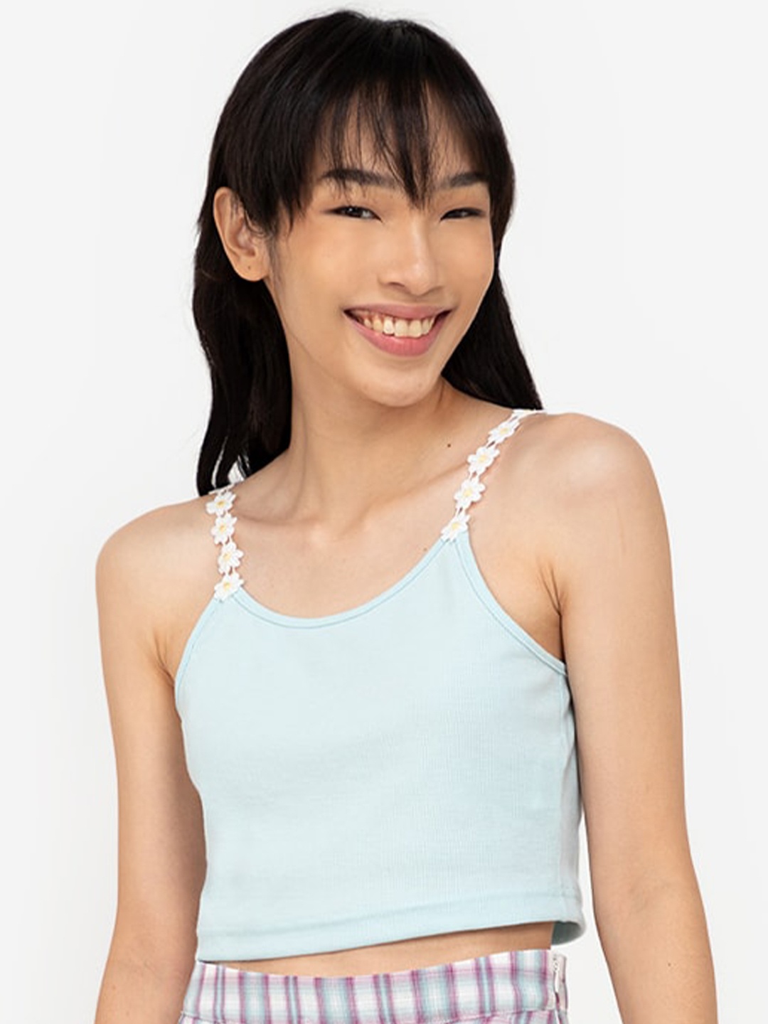 

ZALORA BASICS Blue Tank Crop Top