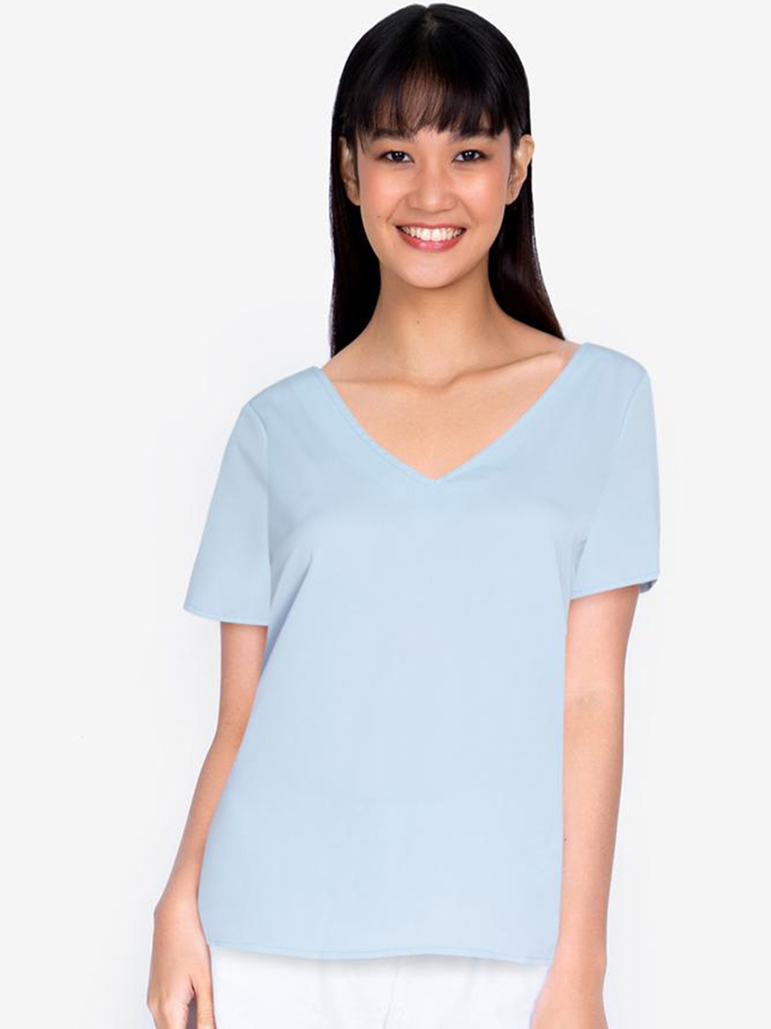 

ZALORA BASICS Women Blue Abstract Printed Top