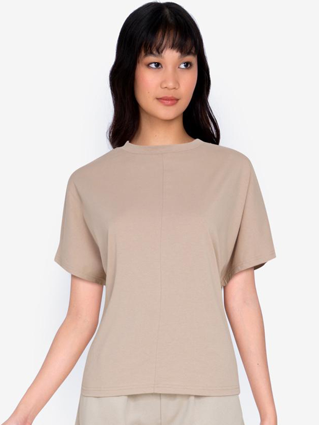 

ZALORA BASICS Beige Out Sized Shell Top, Grey